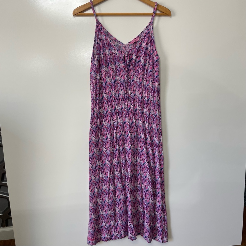 Simply Southern Y2K Pink & Purple Paisley Keyhole Maxi Slip Dress, size XL